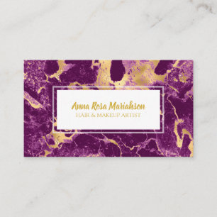 *~* Gold Foil Purple Marble Popular Chic Glam Business Card