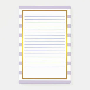 Gold Foil Purple Stripe white Classic Lines Post-it Notes