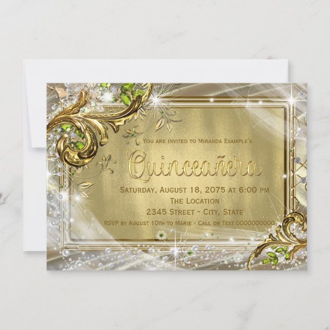 Gold Foil Quinceañera Invitation (Front)