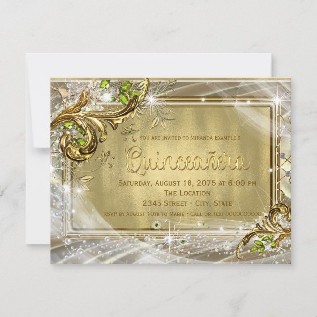 Gold Foil Quinceañera Invitation (Front)