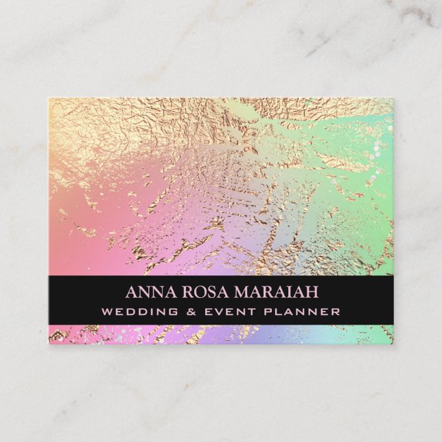 *~* Gold Foil Rainbow Beauty Wedding Elegant   Business Card (Front)