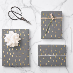 Gold Foil Raindrop Pattern Wrapping Paper Sheet