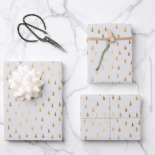 Gold Foil Raindrop Pattern Wrapping Paper Sheet
