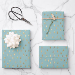 Gold Foil Raindrop Pattern Wrapping Paper Sheet