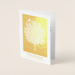 Gold Foil Raven Decorates Christmas Tree Foil Card