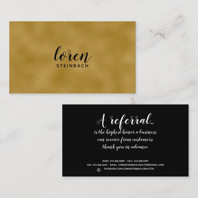 Gold Foil Referral Business Card (Front/Back)