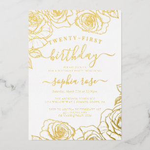 Gold Foil Rose 21st Birthday 