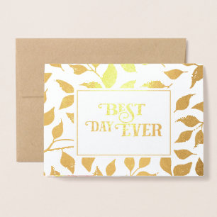 Gold Foil Rose Typography Wedding Invitations