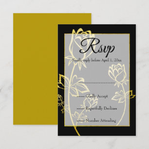 Gold foil Rose watermark themed wedding RSVP Card