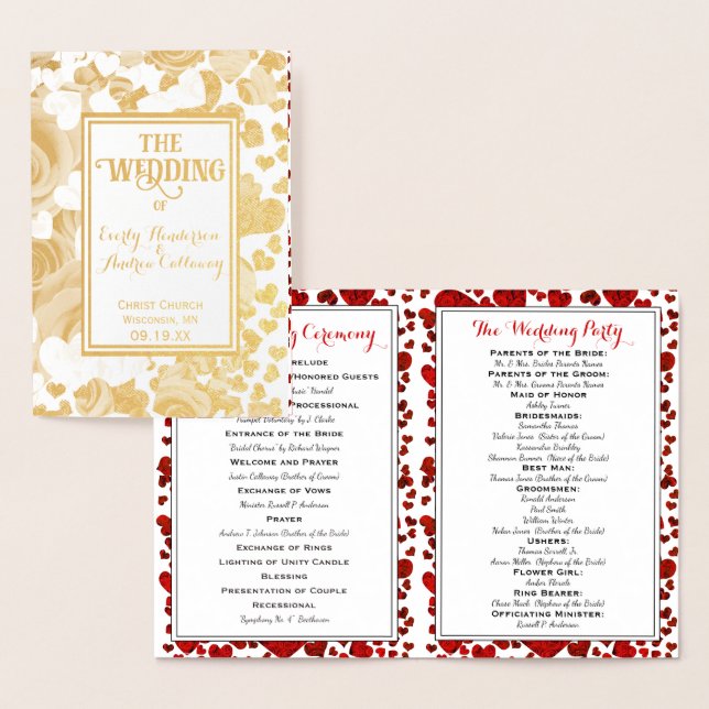 Gold Foil Roses and Heart Wedding Foil Card (Display)