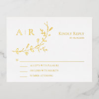 Gold Foil RSVP, Wedding Invitation Response Card