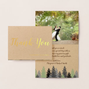 Gold Foil Rustic Pine Thank You Foil Card