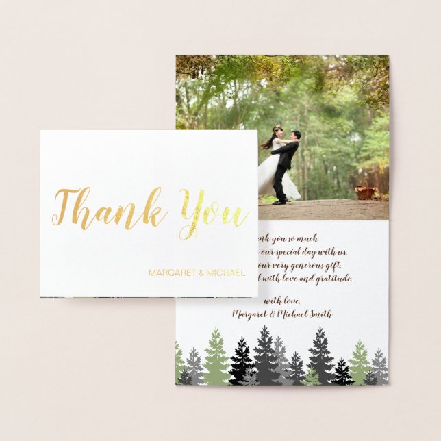 Gold Foil Rustic Pine Thank You Foil Card (Display)