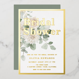 Gold Foil & Sage Green White Floral Bridal Shower