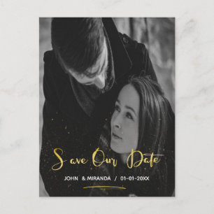 Gold Foil Save our date photo Announcement Postcard
