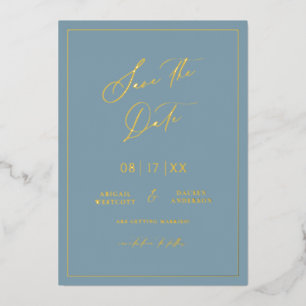 Gold Foil Save the Date Modern Invitation Card