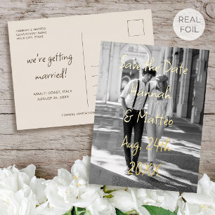 Gold Foil Save the Date Photo Modern Postcard