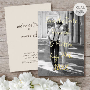 Gold Foil Save the Date Wedding Photo Trendy