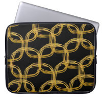 Gold Foil Scribble Circle Chic Laptop Sleeve Case