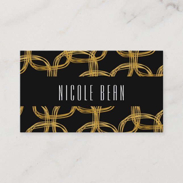 Gold Foil Scribble Circle Modern Business Card (Front)