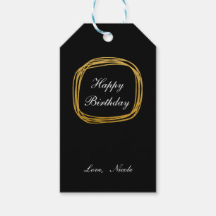 Gold Foil Scribble Circle Modern Chic Gift Tag