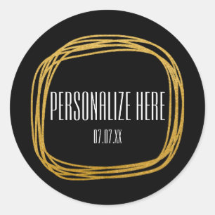 Gold Foil Scribble Circle Modern Glam Stickers