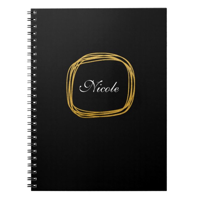 Gold Foil Scribble Circle Modern Notebook Journal (Front)
