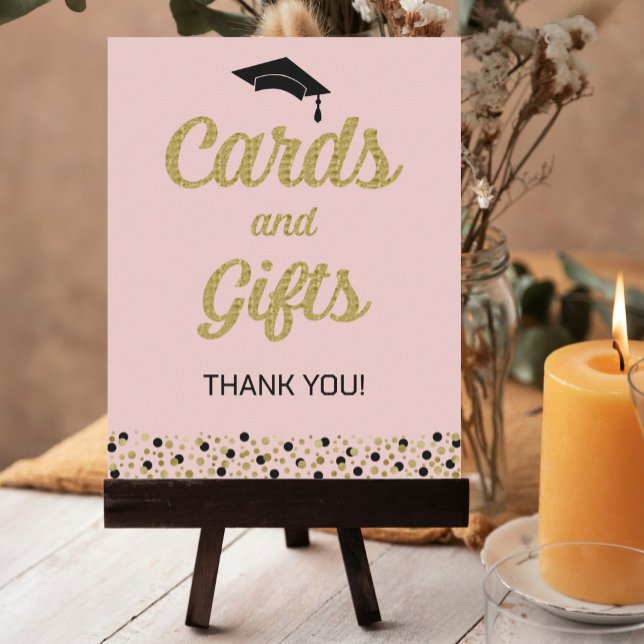 Gold Foil Script Confetti Cards & Gifts Grad Sign (Creator Uploaded)