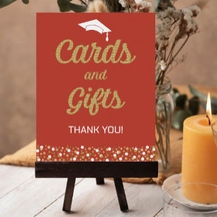 Gold Foil Script Confetti Cards & Gifts Grad Sign