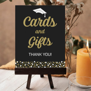 Gold Foil Script Confetti Cards & Gifts Grad Sign