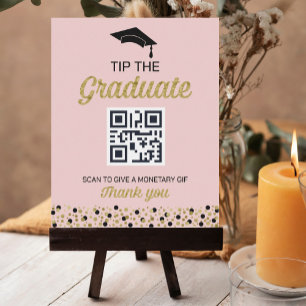 Gold Foil Script Confetti Tip The Graduate Sign