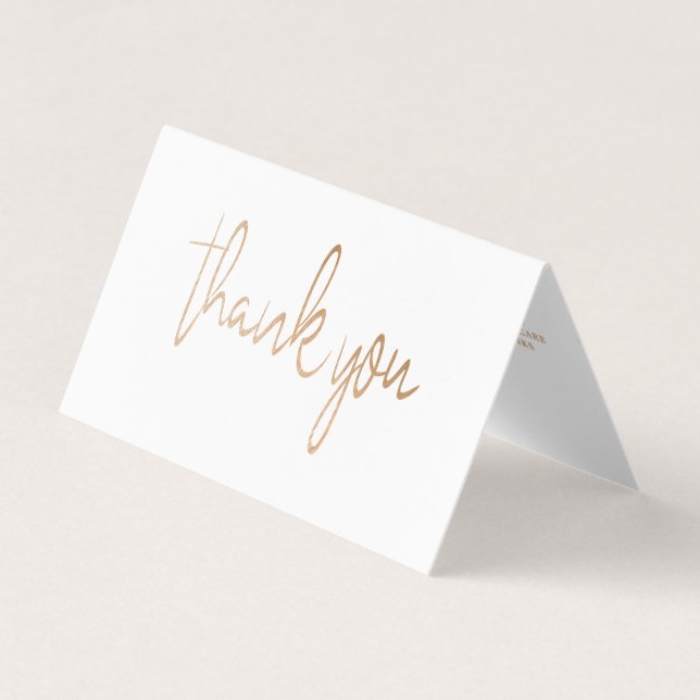 Gold Foil Script Logo Business Thank You Card (Front)