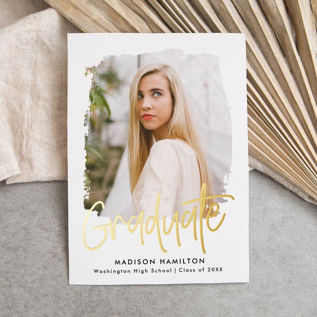 Gold Foil Script Photo Graduation Announcement (Creator Uploaded)