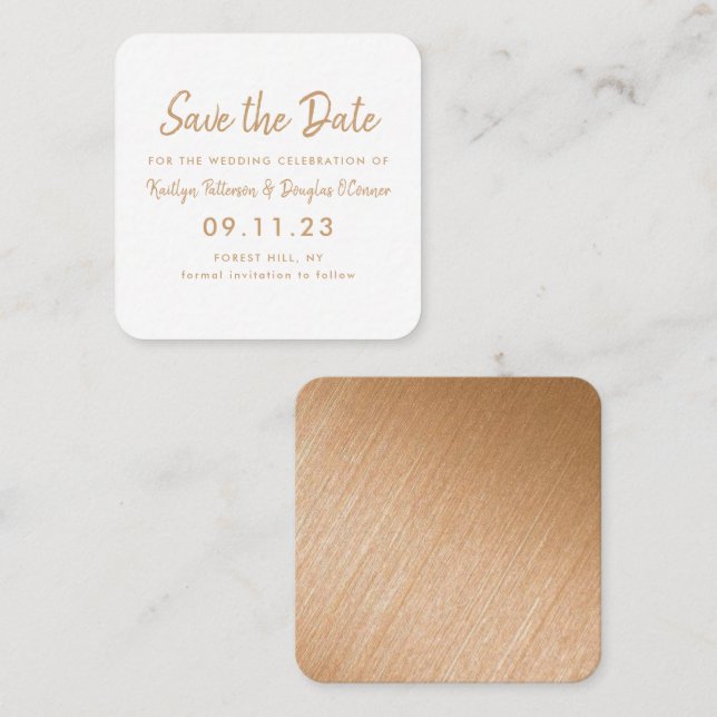 Gold Foil & Script Save The Date Card (Front/Back)