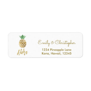 Gold Foil Script Wedding Aloha Pineapple