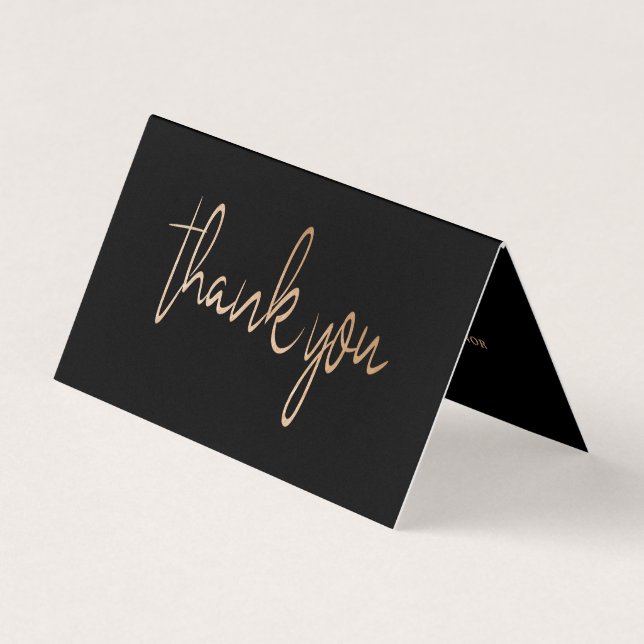 Gold Foil Script Wedding Photo Thank You Card (Front)