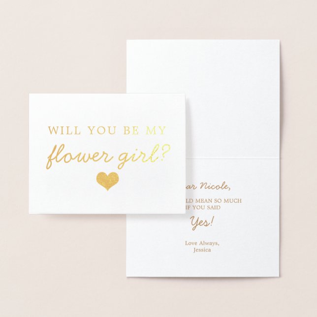 Gold Foil Script Will You Be Flower Girl Card (Display)