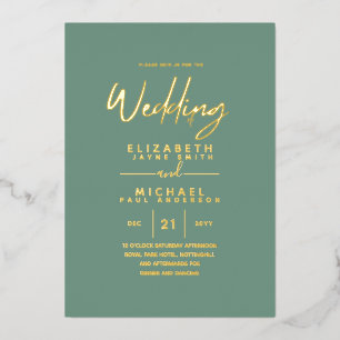GOLD FOIL Sea Glass Green Modern All-in-1 Wedding