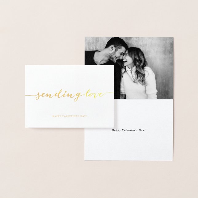 Gold Foil Sending Love Calligraphy Valentine's Day Card (Display)