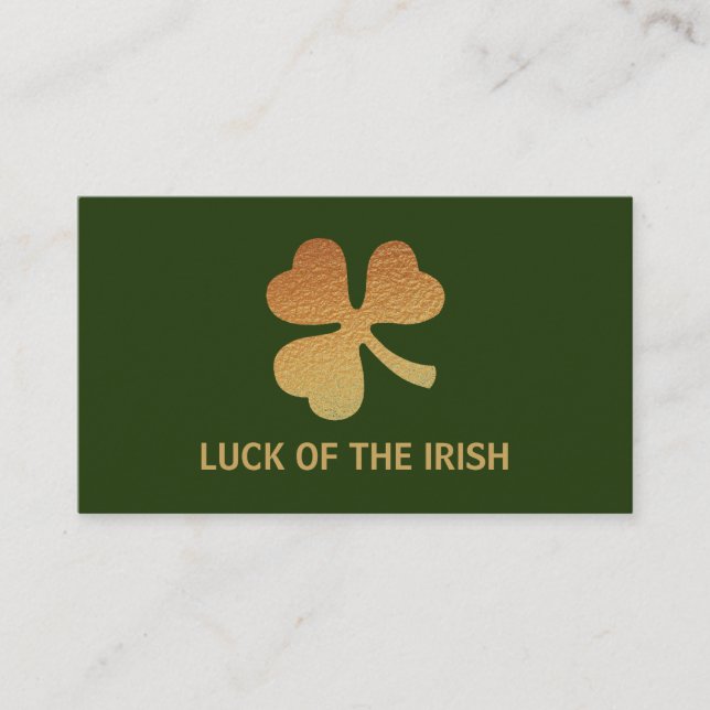 Gold Foil Shamrock, Irish Baby Shower Ticket Enclosure Card (Front)