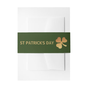 Gold Foil Shamrock, St Patrick's Day Invitation Belly Band
