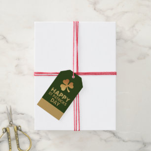 Gold Foil Shamrock, St Patrick's Day Party Gift Tags