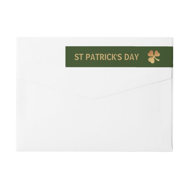 Gold Foil Shamrock, St Patrick's Day Wrap Around Label (Back)