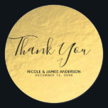 Gold Foil Shine Modern Elegant Wedding Favour Classic Round Sticker<br><div class="desc">Customise with any text. Matching items are available.</div>