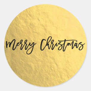 Gold Foil Shine Modern Script Holiday Christmas Classic Round Sticker