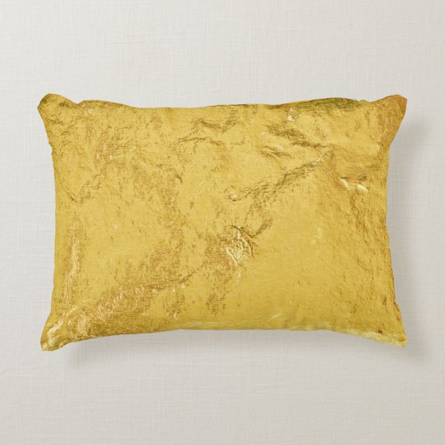 Gold Foil: Shiny Abstract Texture Decorative Cushion (Front)