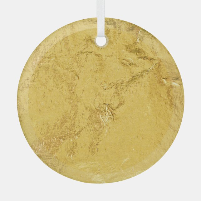 Gold Foil: Shiny Abstract Texture Glass Tree Decoration (Front)
