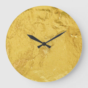 Gold Foil: Shiny Abstract Texture Large Clock