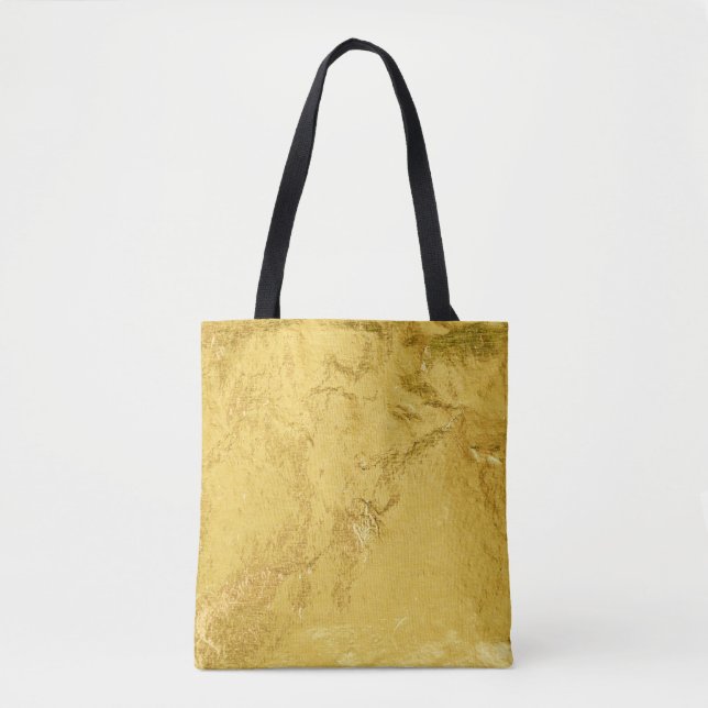 Gold Foil: Shiny Abstract Texture Tote Bag (Front)