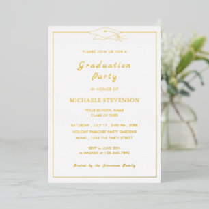 Gold Foil Shiny Luxury Graduation Party Invitation